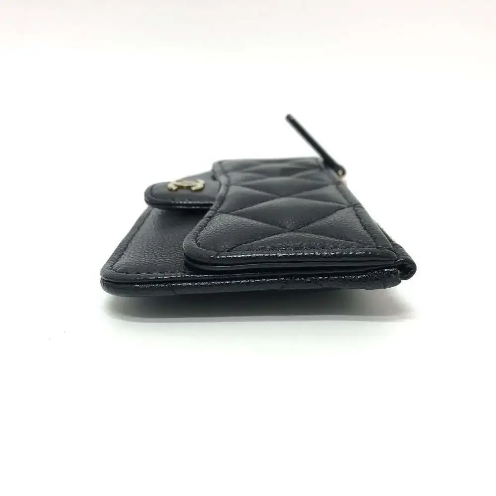 CHANEL Black Caviar Leather Logo Wallet